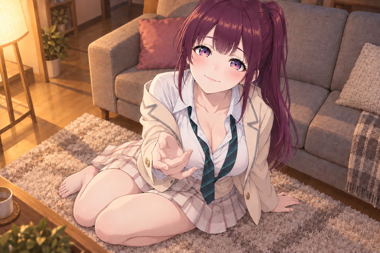 床に座って手を差し出すカオル